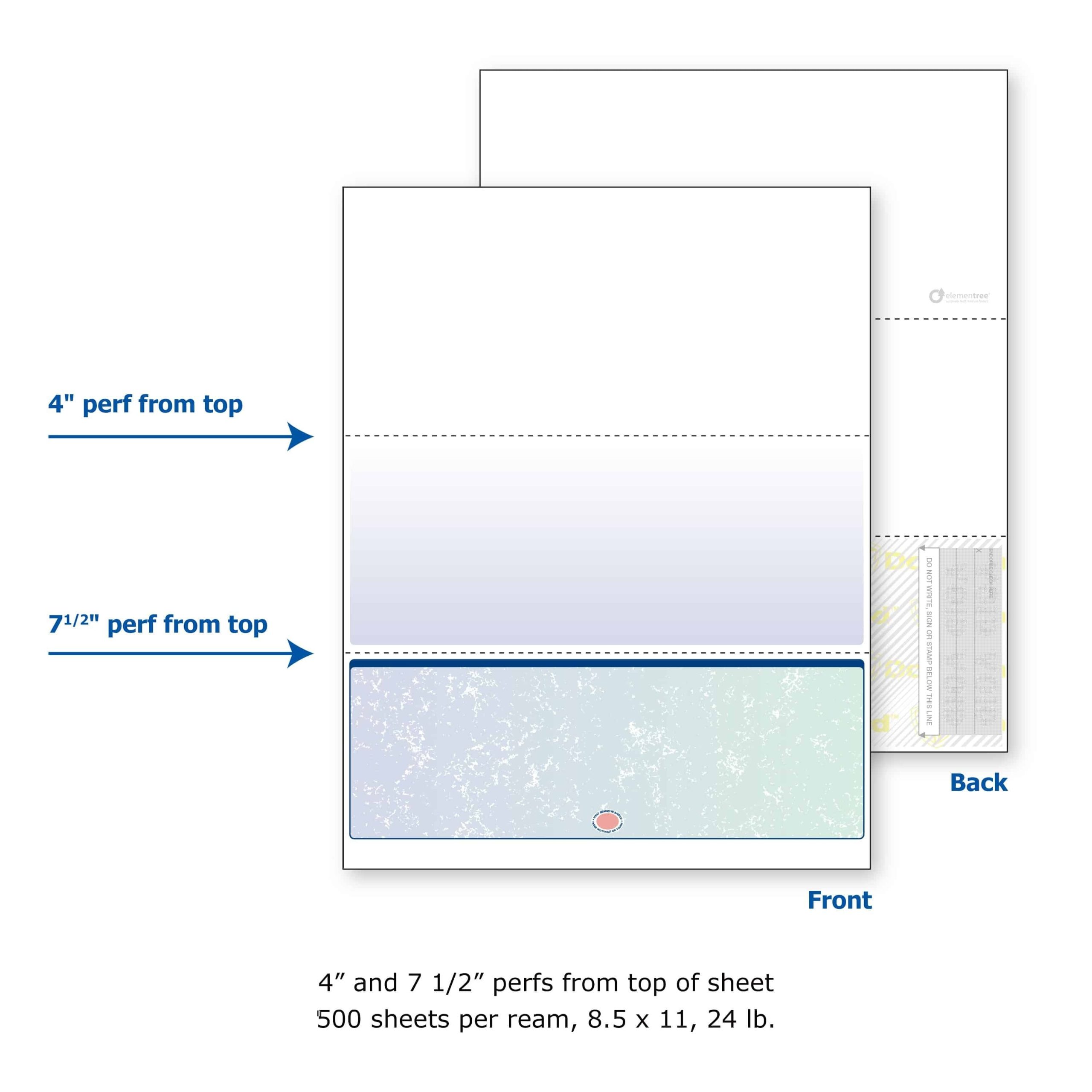 8-1/2'' x 11" Premier Blue / Green Prismatic Laser Check, Bottom Position, 24# Stock (Carton of 2500) - Image 4