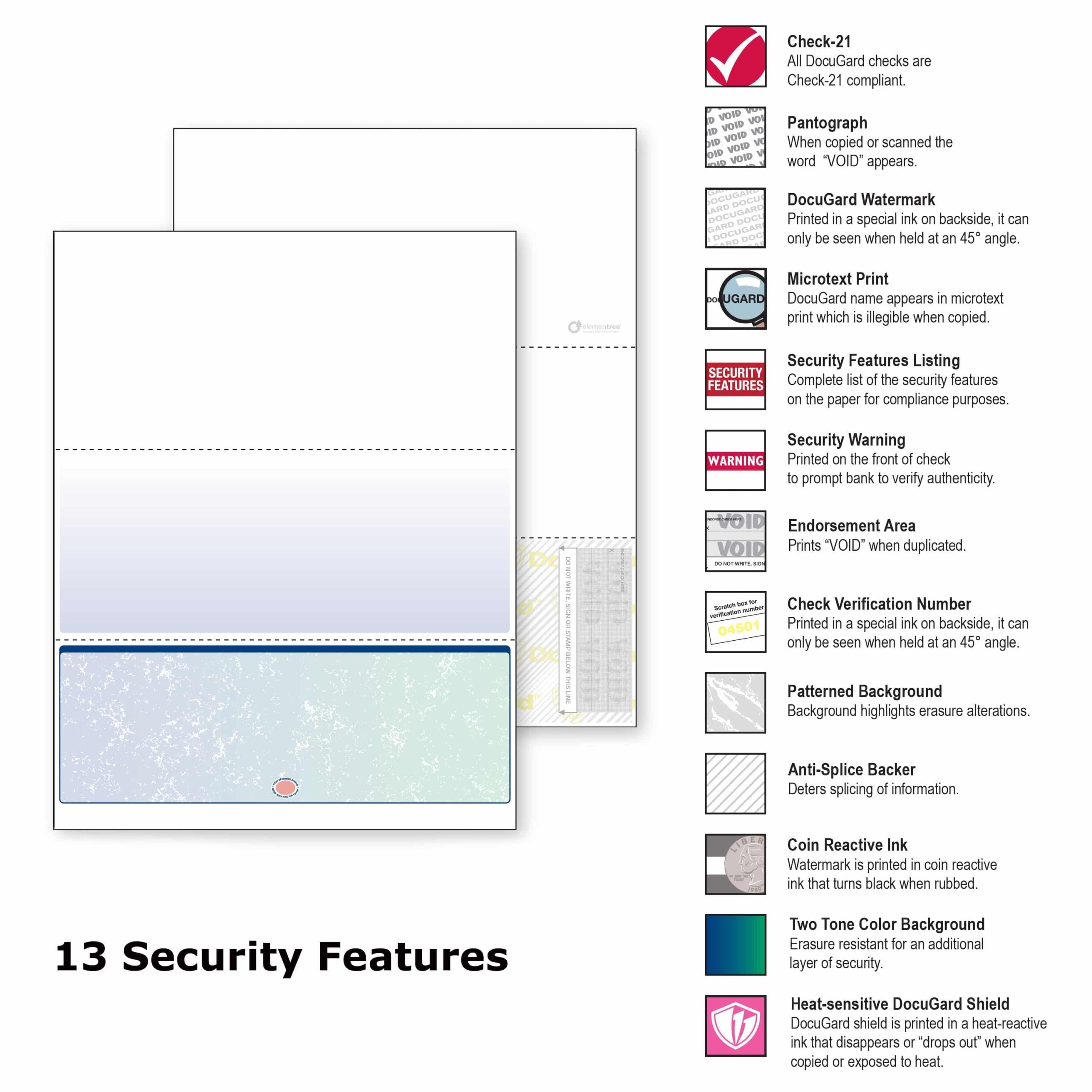8-1/2'' x 11" Premier Blue / Green Prismatic Laser Check, Bottom Position, 24# Stock (Carton of 2500) - Image 2