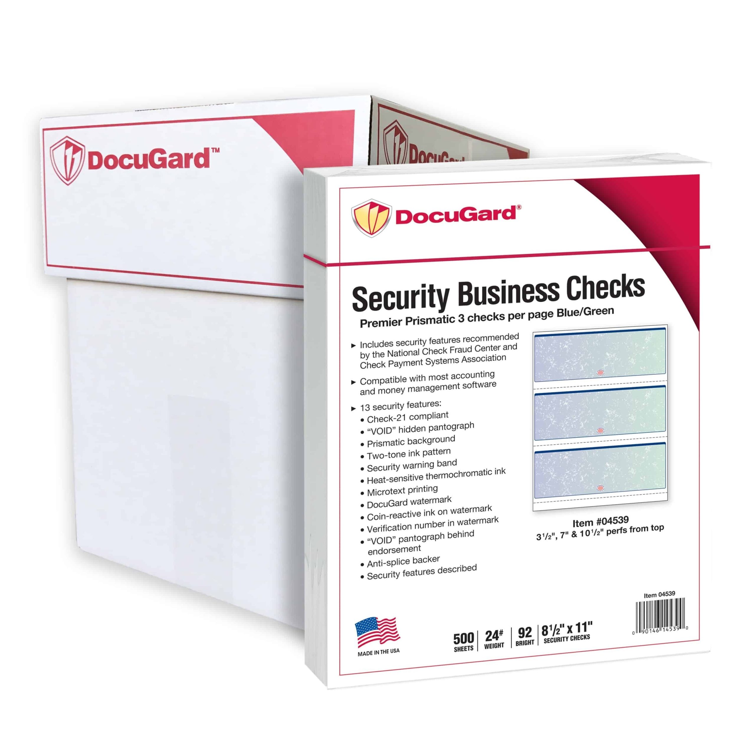 8-1/2'' x 11" Premier Blue / Green Prismatic Laser Check, 3 Checks per Page, 24# Stock (Carton of 2500) - Image 6