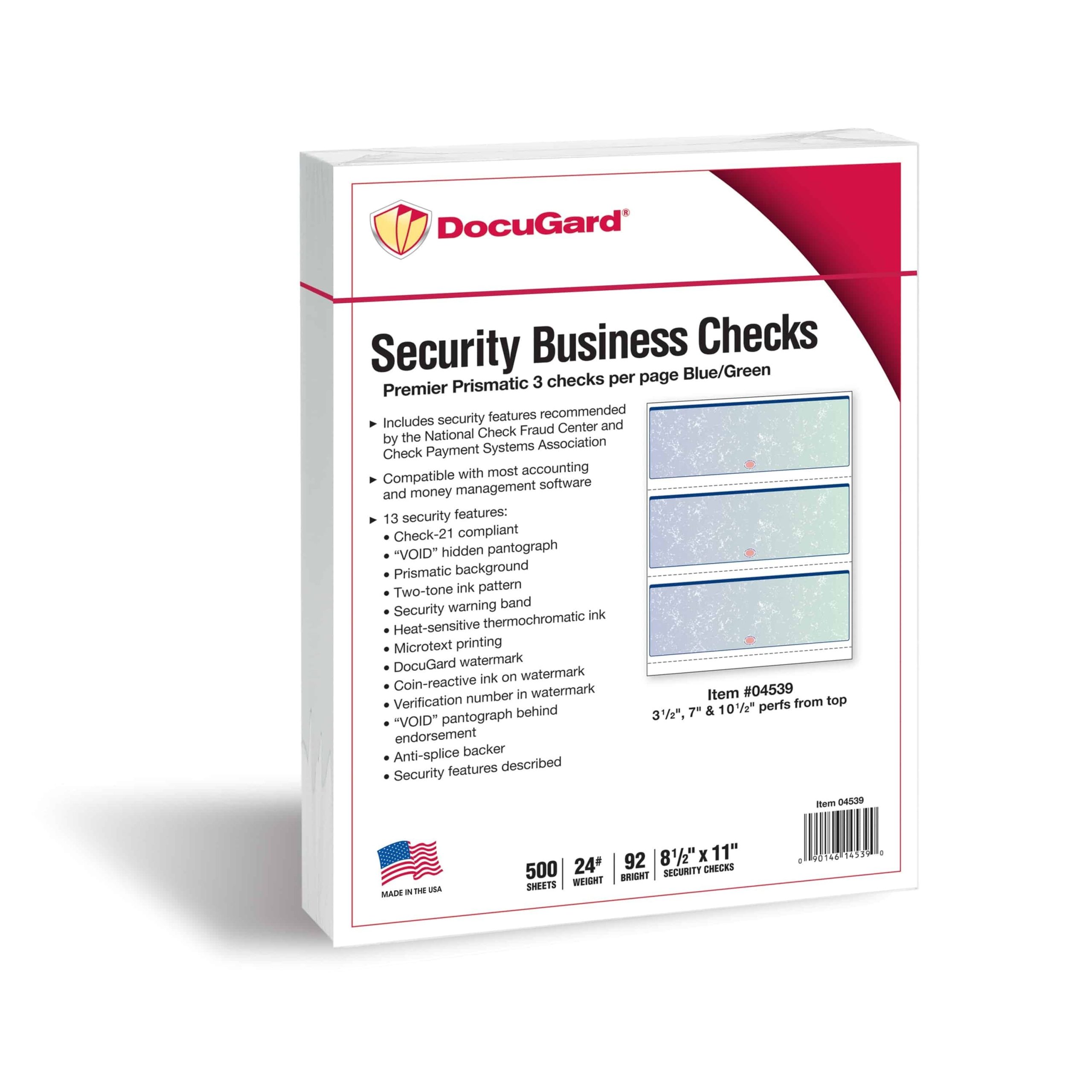 8-1/2'' x 11" Premier Blue / Green Prismatic Laser Check, 3 Checks per Page, 24# Stock (Carton of 2500) - Image 3