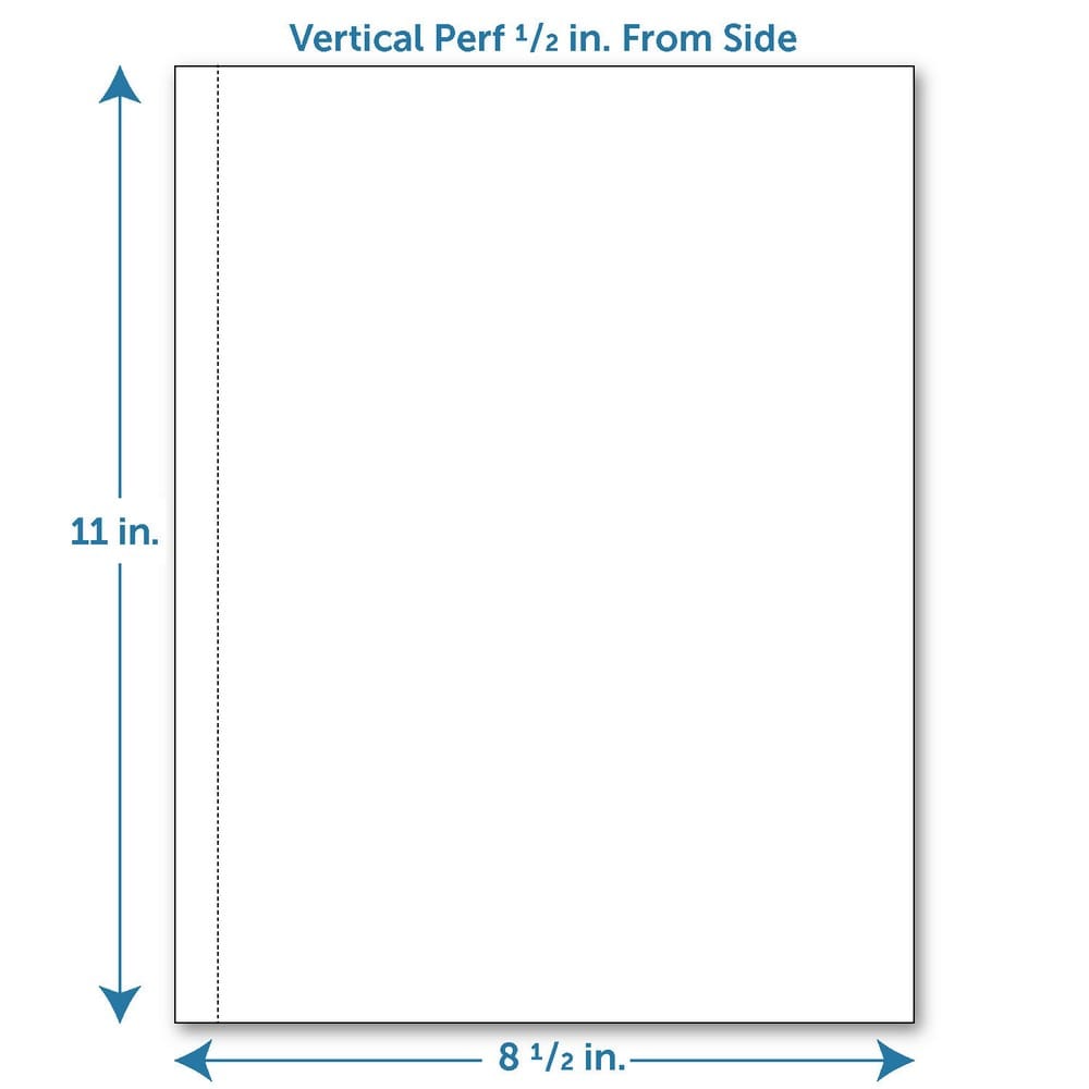 Perforated Paper, 1/2" Perforation Along 11" Side, Vertical on White 24# Letter Size Copy Paper (Ream of 500) - Image 2