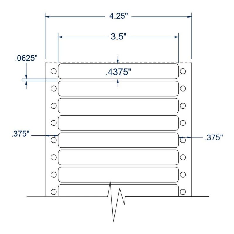 3.5" x 0.4375" One Across White General Purpose pinfeed Labels (10000 Labels Per Carton)