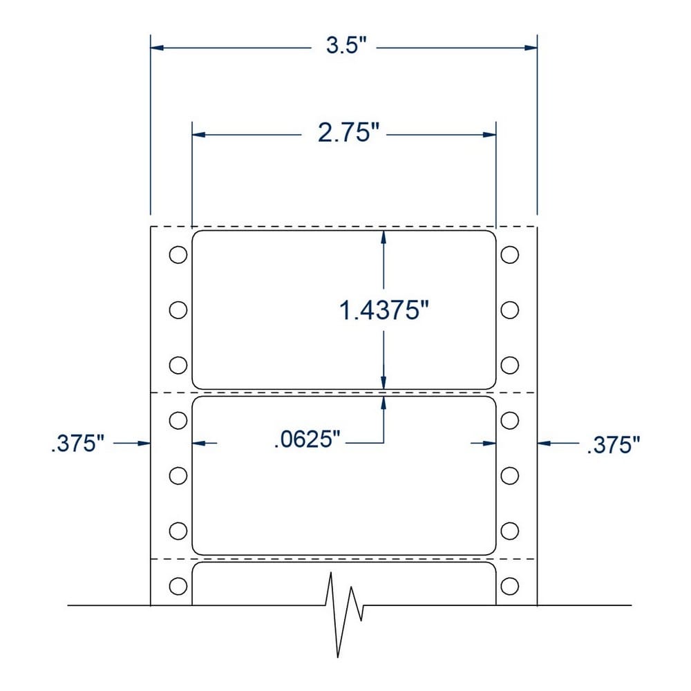 2.75" x 1.4375"" One Across White pinfeed Diskette Labels, Perfed (5000 Labels Per Carton) - Image 2