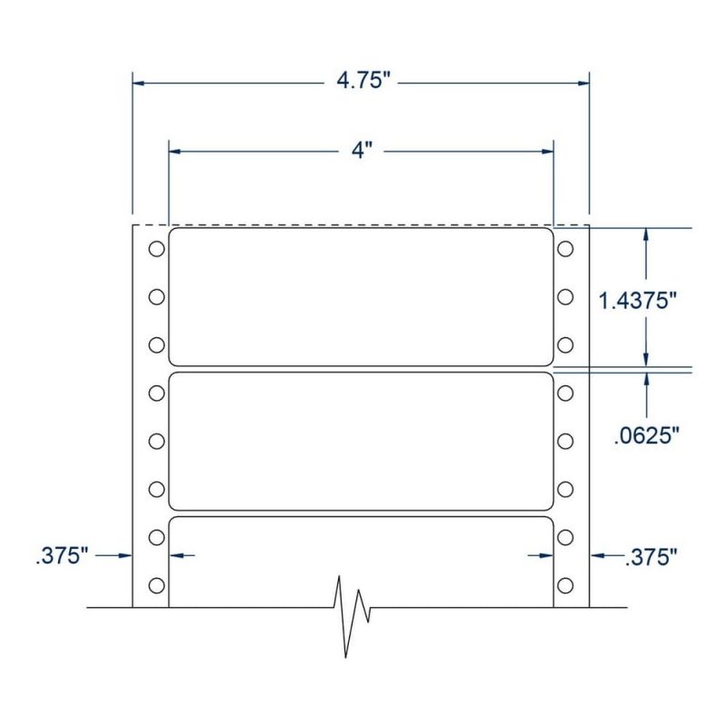 4" x 1.4375" One Across White pinfeed Address Labels (5000 Labels Per Carton)