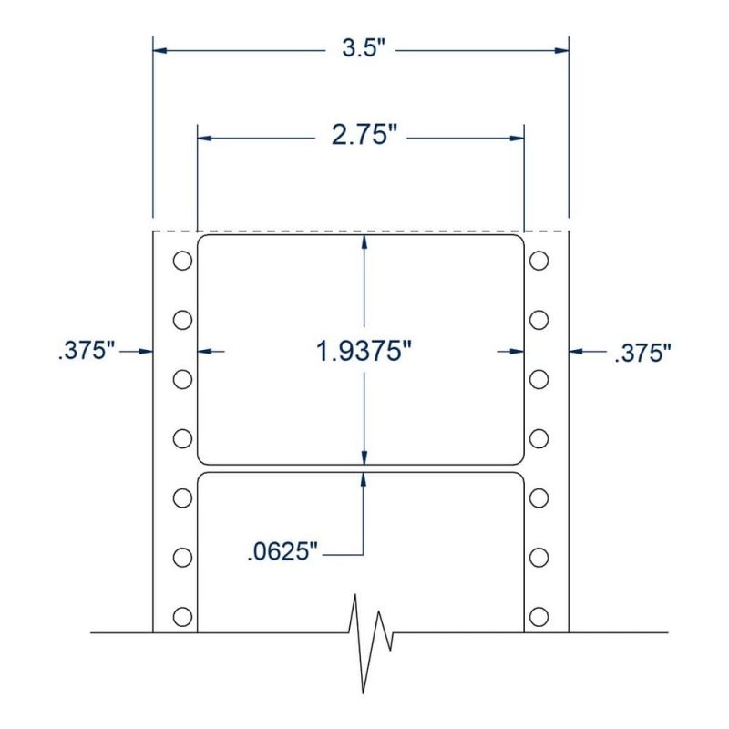 2.75" x 1.9375" One Across White General Purpose pinfeed Labels (5000 Labels Per Carton)