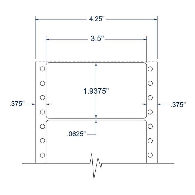 3.5" x 1.9375" One Across White General Purpose pinfeed Labels (5000 Labels Per Carton)