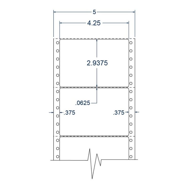 4.25" x 2.9375" One Across White pinfeed Shipping Labels (2500 Labels Per Carton)
