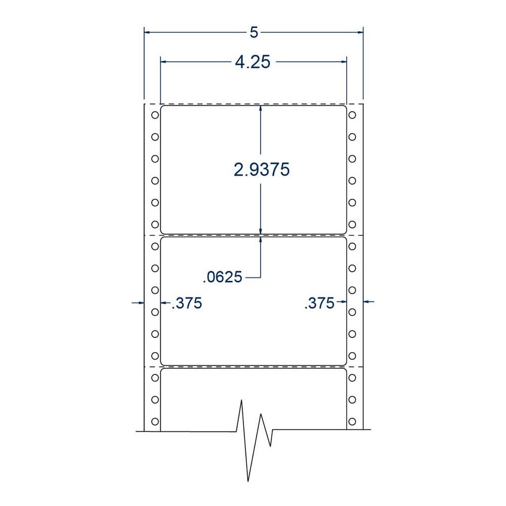 4.25" x 2.9375" One Across White pinfeed Shipping Labels (2500 Labels Per Carton)