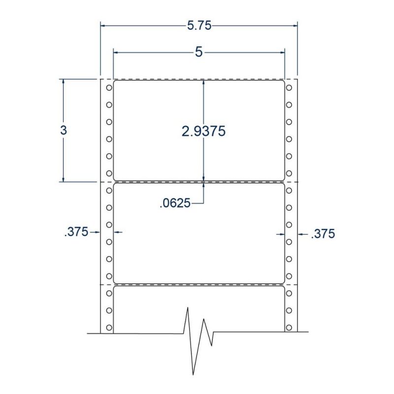 5" x 2.9375" One Across White pinfeed Shipping Labels (2500 Labels Per Carton)
