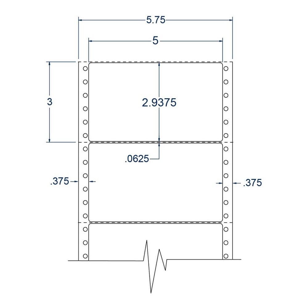 5" x 2.9375" One Across White pinfeed Shipping Labels (2500 Labels Per Carton)