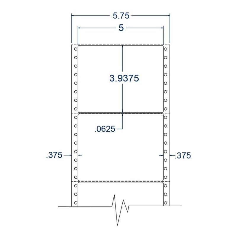 5" x 3.9375" One Across White pinfeed Shipping Labels (2500 Labels Per Carton)