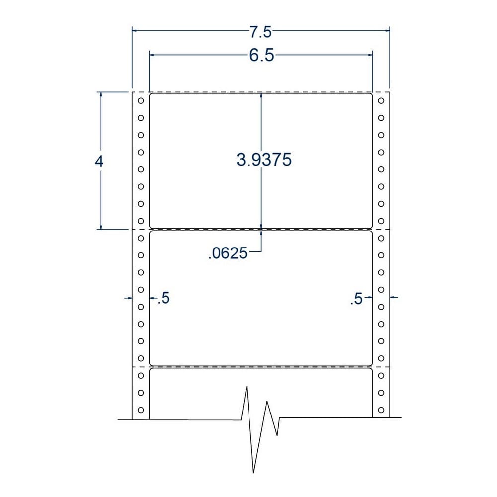 6.5" x 3.9375" One Across White pinfeed Shipping Labels (2500 Labels Per Carton) - Image 2