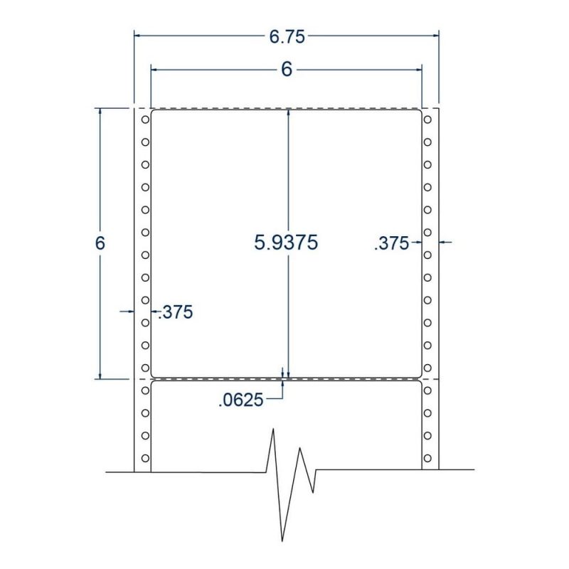 6" x 5.9375" One Across White pinfeed Shipping / Carton Labels (1000 Labels Per Carton)