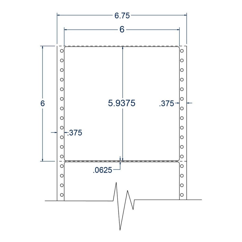 6" x 5.9375" One Across White pinfeed Shipping / Carton Labels (1000 Labels Per Carton)