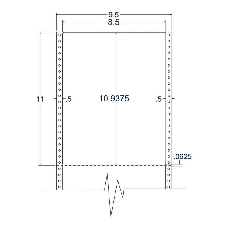 8.5" x 10.938" One Across White Full Page pinfeed Labels (500 Labels Per Carton)