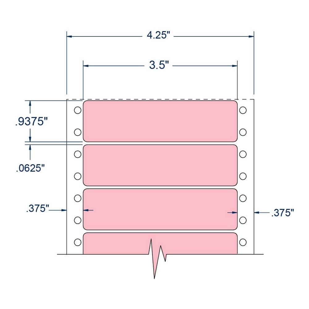 3.5" x 0.9375" One Across Pink pinfeed Address Labels (5000 Labels Per Carton) - Image 2