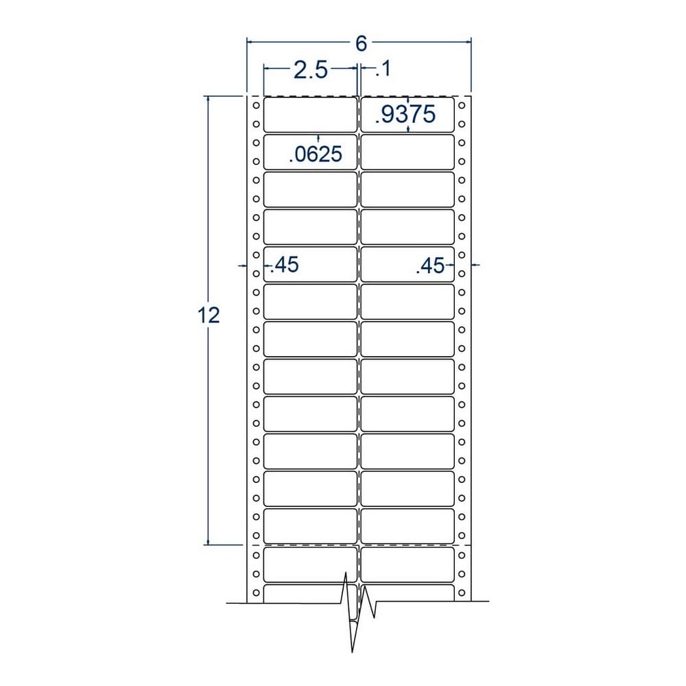 2.5" x 0.9375" Two Across White pinfeed Address Labels (10000 Labels Per Carton) - Image 2
