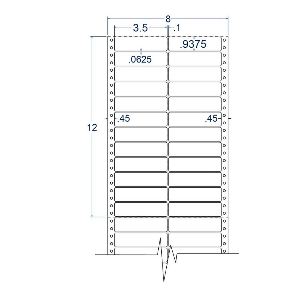 3.5" x 0.9375" Two Across White pinfeed Address Labels (10000 Labels Per Carton) - Image 2