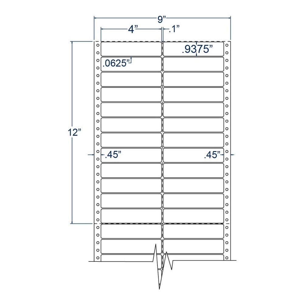 4" x 0.9375" Two Across White pinfeed Address / Shipping Labels (10000 Labels Per Carton) - Image 2