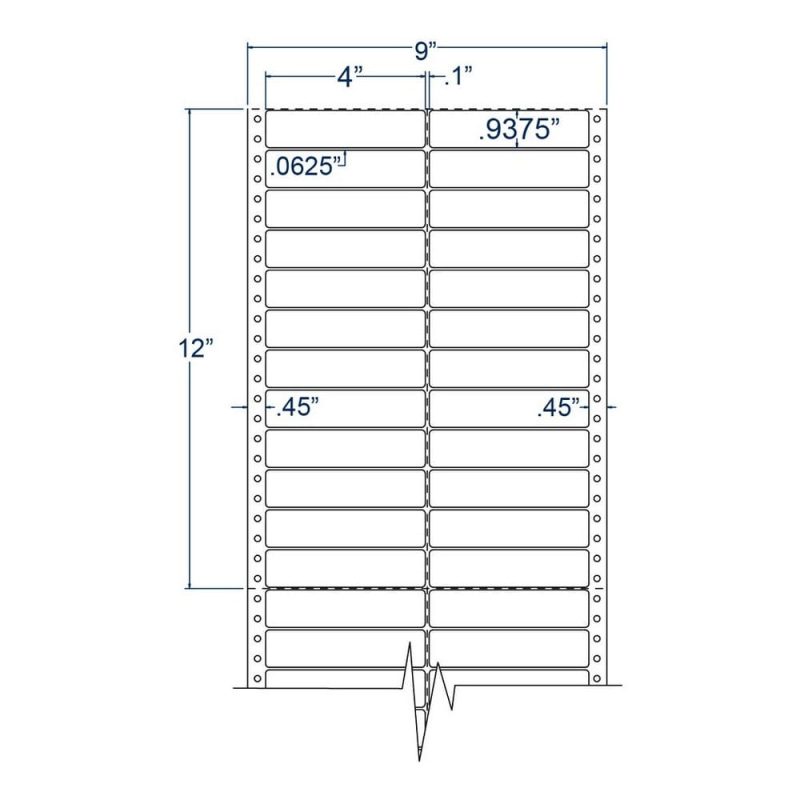 4" x 0.9375" Two Across White pinfeed Address / Shipping Labels (10000 Labels Per Carton)
