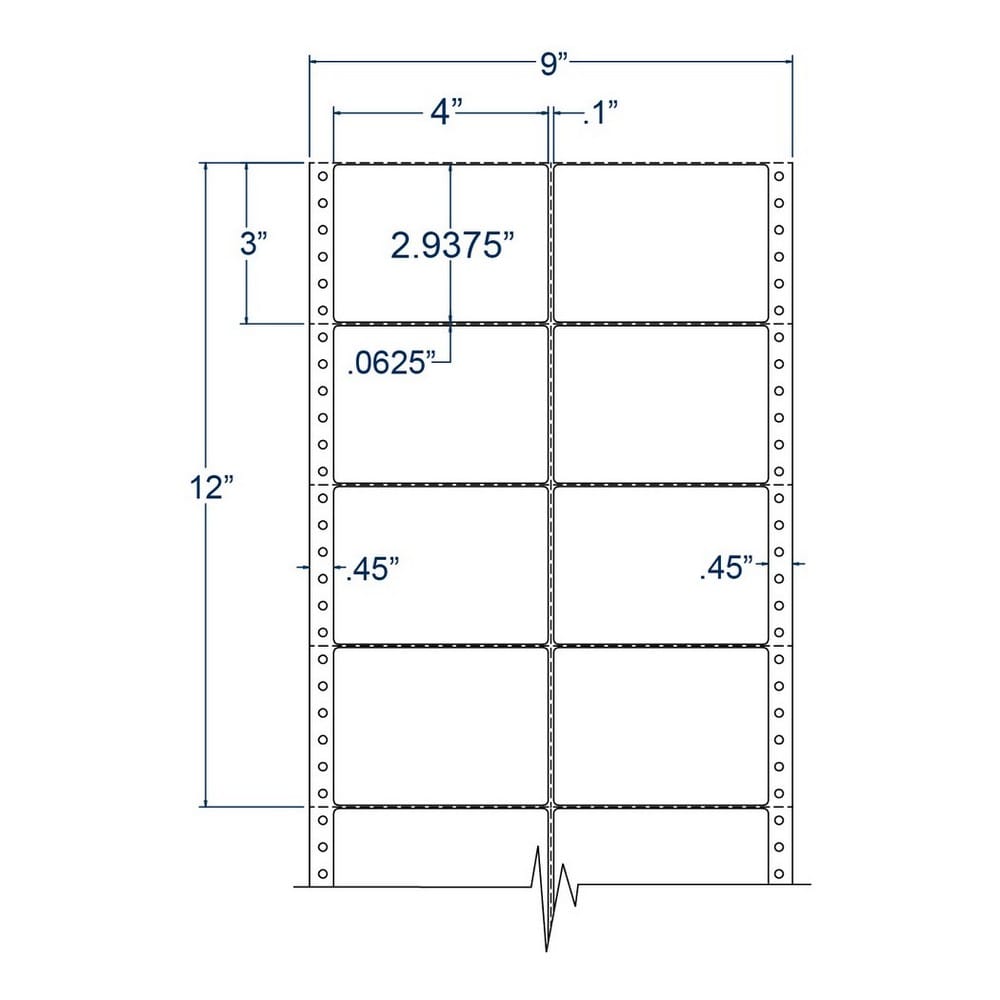 4" x 2.9375" Two Across White pinfeed Address / Shipping Labels (5000 Labels Per Carton) - Image 2