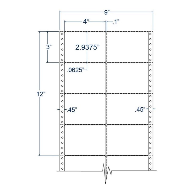 4" x 2.9375" Two Across White pinfeed Address / Shipping Labels (5000 Labels Per Carton)