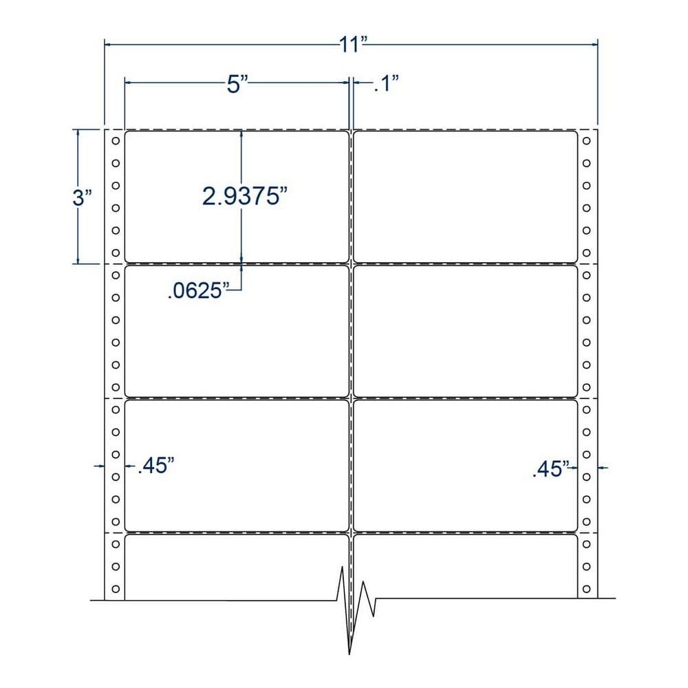 5" x 2.9375" Two Across White pinfeed Address / Shipping Labels (5000 Labels Per Carton) - Image 2