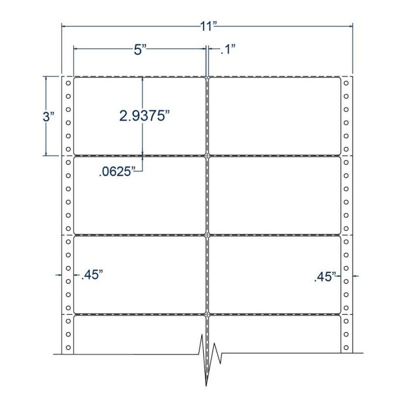 5" x 2.9375" Two Across White pinfeed Address / Shipping Labels (5000 Labels Per Carton)