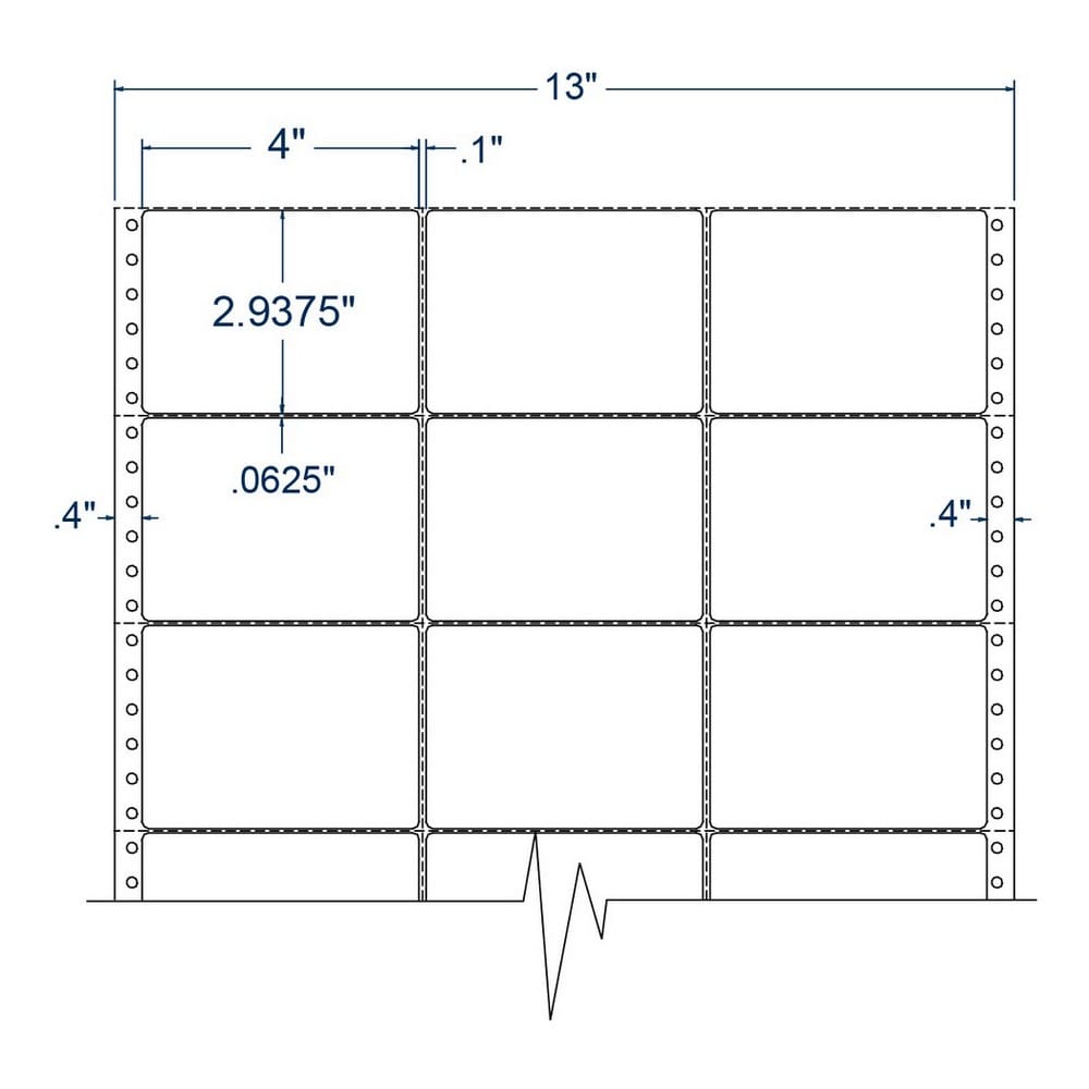 4" x 2.9375" Three Across White pinfeed Shipping Labels (7500 Labels Per Carton) - Image 2
