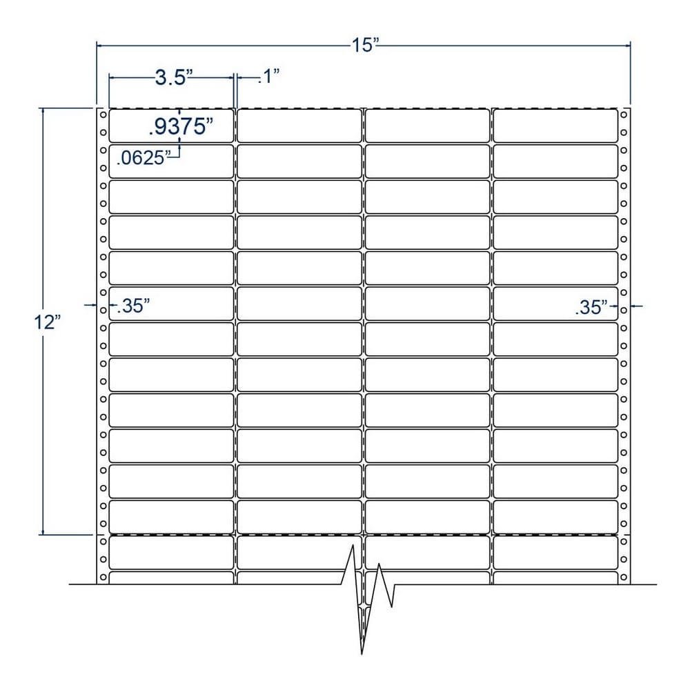 3.5" x 0.9375" Four Across White pinfeed Address Labels (20000 Labels Per Carton) - Image 2