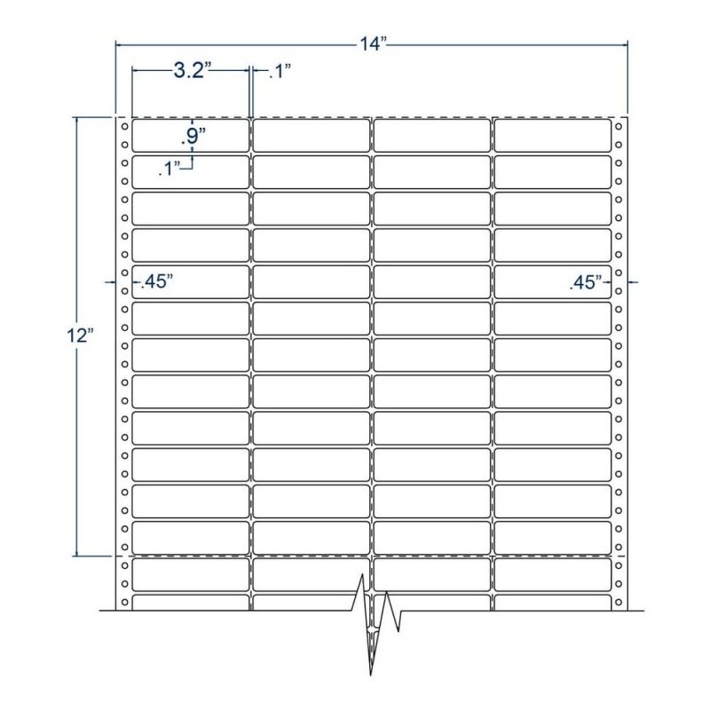 3.2" x 0.9" Four Across White pinfeed Address Labels (20000 Labels Per Carton)