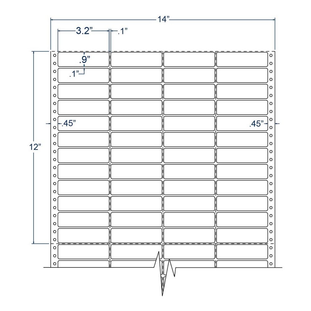 3.2" x 0.9" Four Across White pinfeed Address Labels (20000 Labels Per Carton)
