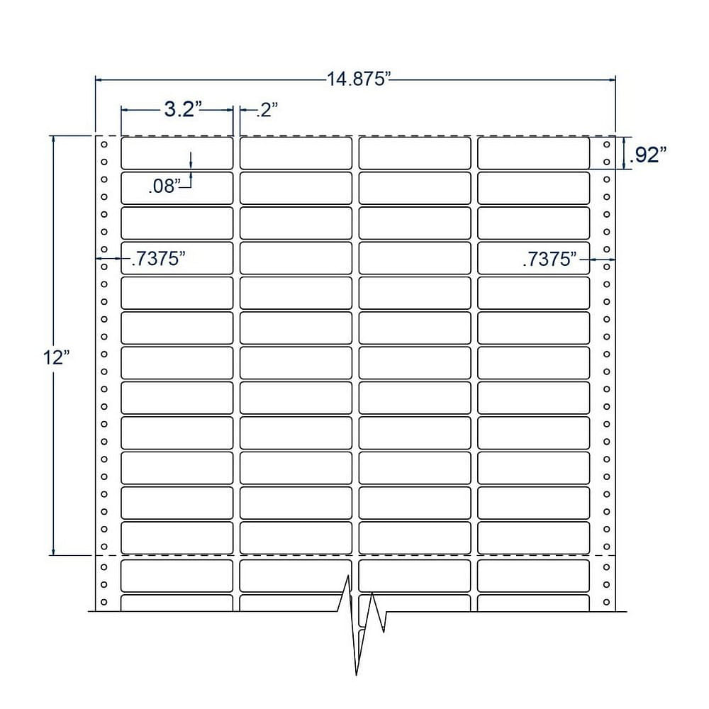 3.2" x 0.92" Four Across White pinfeed Cheshire Address Labels (20000 Labels Per Carton) - Image 2