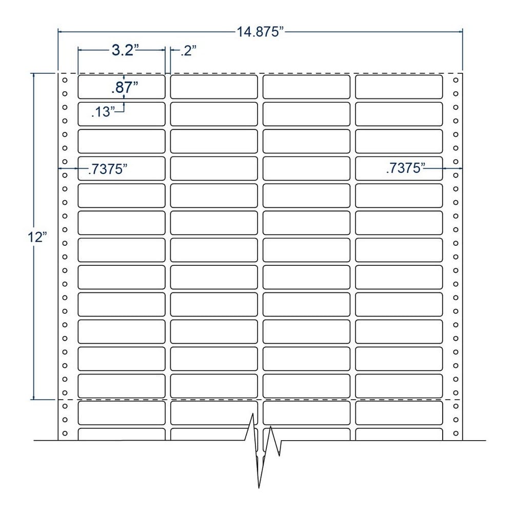 3.2" x 0.87" Four Across White pinfeed Cheshire Address Labels (40000 Labels Per Carton) - Image 2