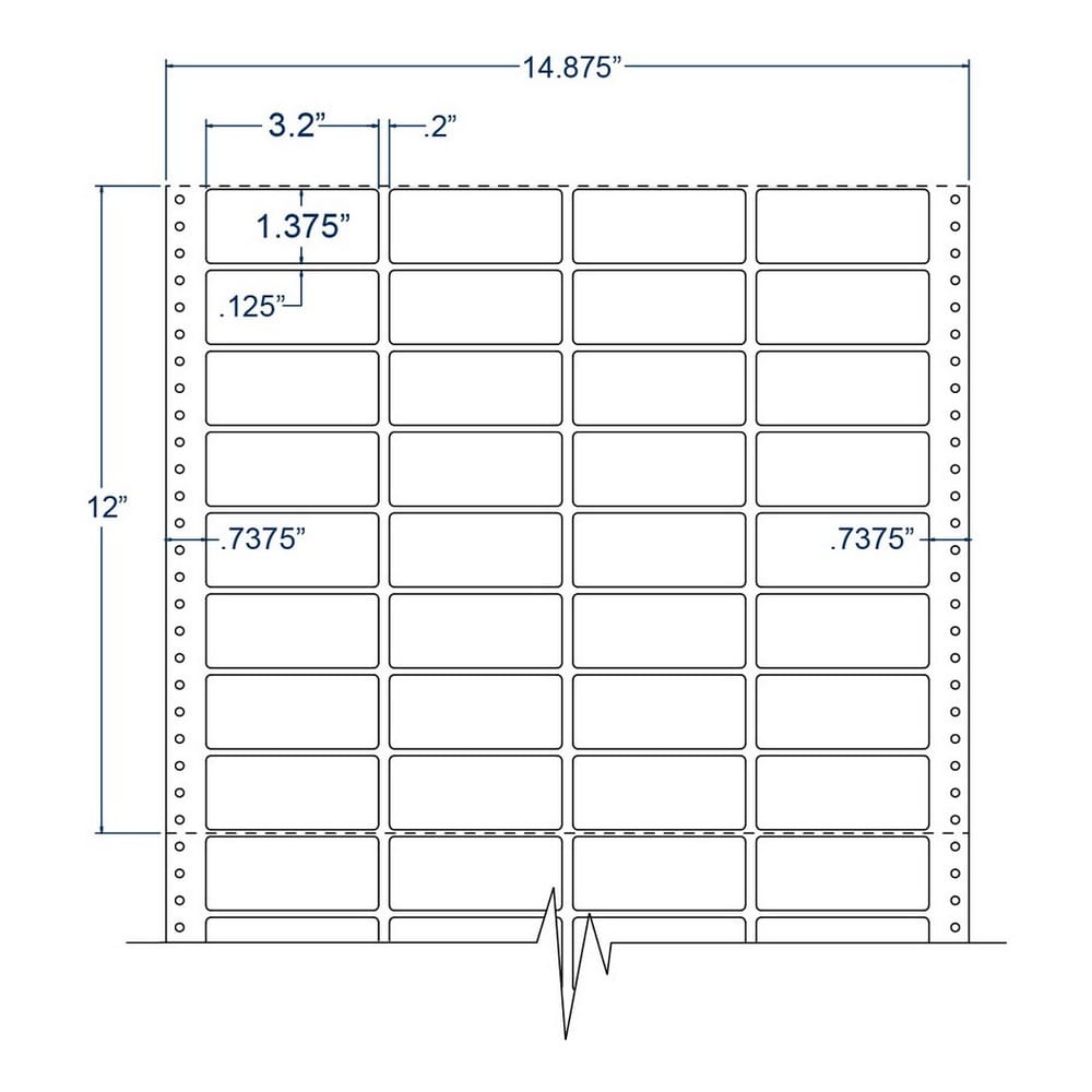3.2" x 1.375" Four Across White pinfeed Cheshire Address Labels (20000 Labels Per Carton) - Image 2