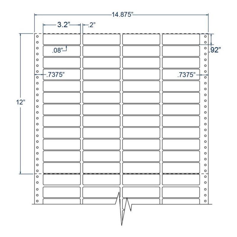 3.2" x 0.92" Four Across White pinfeed Cheshire Address Labels (40000 Labels Per Carton)