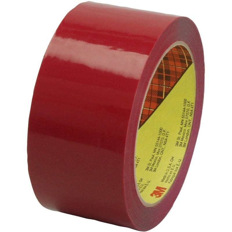 2" x 1000 Yd Red 2 mil Polypropylene Box Sealing Tape with Acrylic Adhesive (Case of 6 Rolls) - Image 2
