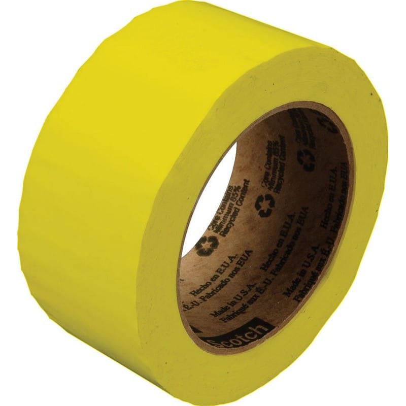2" x 55 Yd Yellow 2 mil Polypropylene Box Sealing Tape with Acrylic Adhesive (Case of 36 Rolls)