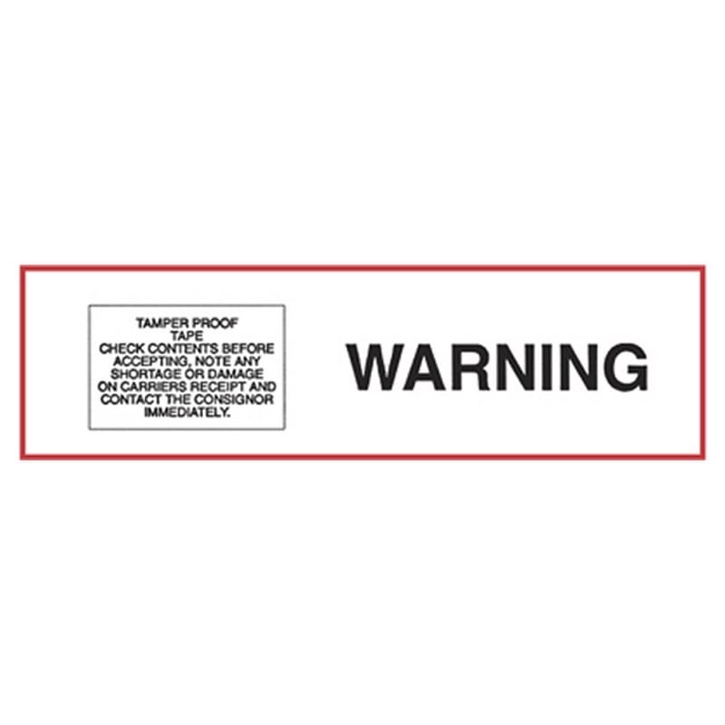 3" x 110 Yd 1.9 mil Polyprop. Hot Melt "WARNING Tamper Proof..." Printed Tape (Case of 24 Rolls)