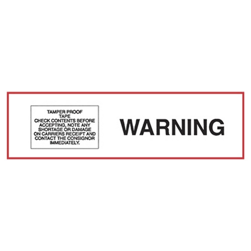 1.9 mil Polyprop. Hot Melt "WARNING Tamper Proof..." Printed Tape