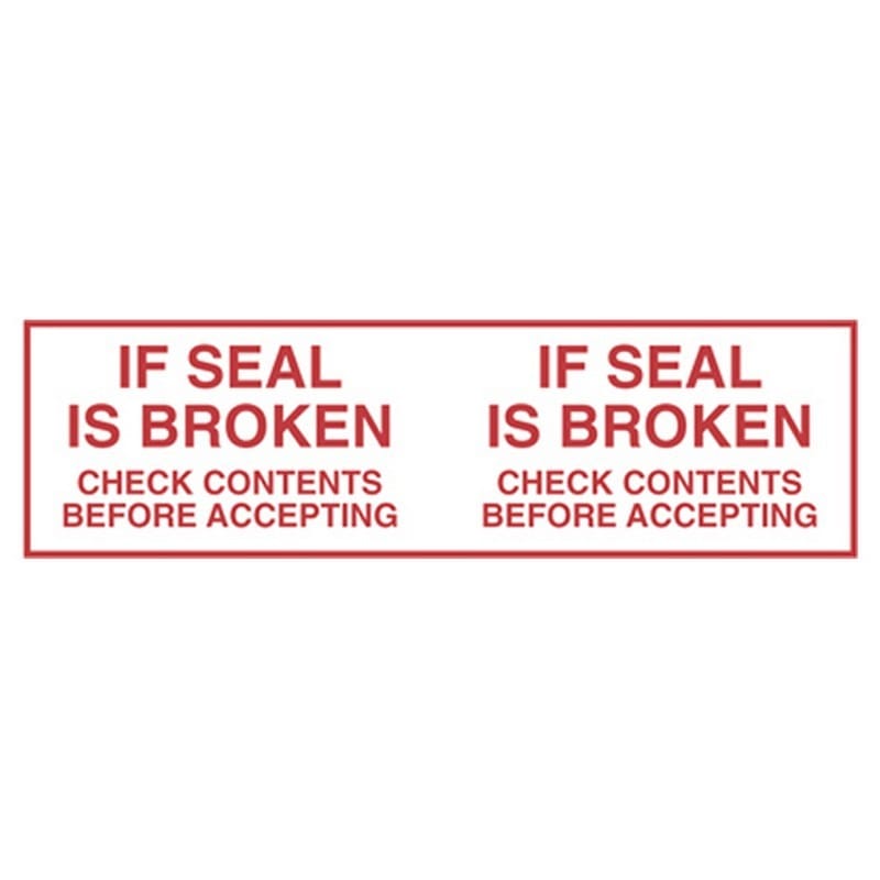 2" x 110 Yd 1.9 mil Polypropylene Hot Melt "If Seal Is Broken..." Printed Tape (Case of 36 Rolls)