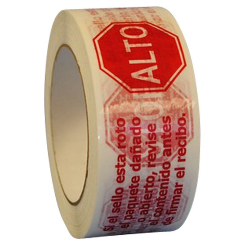 2" x 1000 Yd 1.9 mil Polyprop. Hot Melt "STOP If Seal Is..." Bilingual Printed Tape (Case of 6 Rolls)