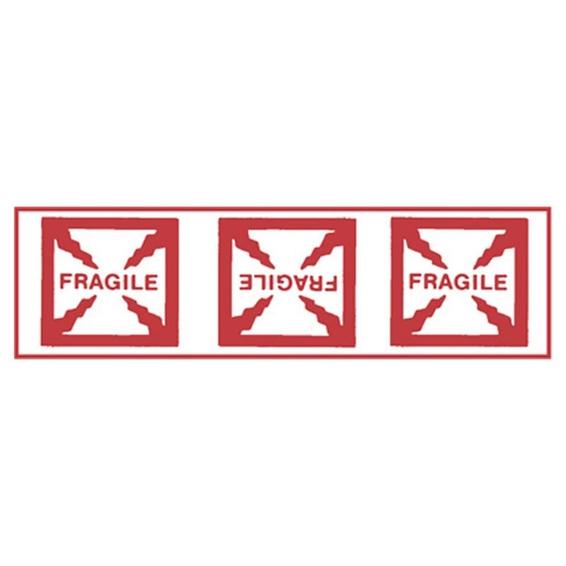 2" x 1000 Yd 1.9 mil Polypropylene Hot Melt "Fragile" Printed Tape (Case of 6 Rolls)