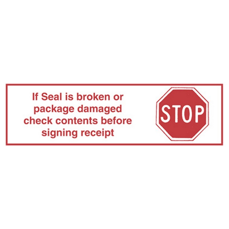 1.9 mil Polypropylene Hot Melt "STOP If Seal Broken..." Printed Tape