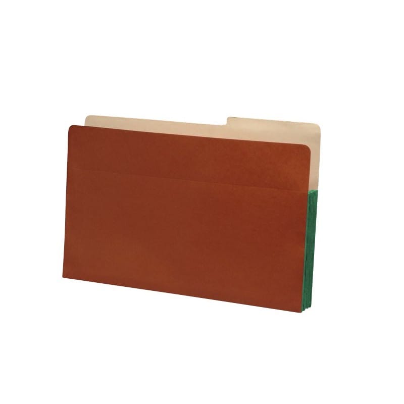 Economy 1/2 Cut TOP TAB Expansion Pockets, Spring Green Tyvek Gussets, Legal Size, 1-3/4" Expansion (Carton of 100)