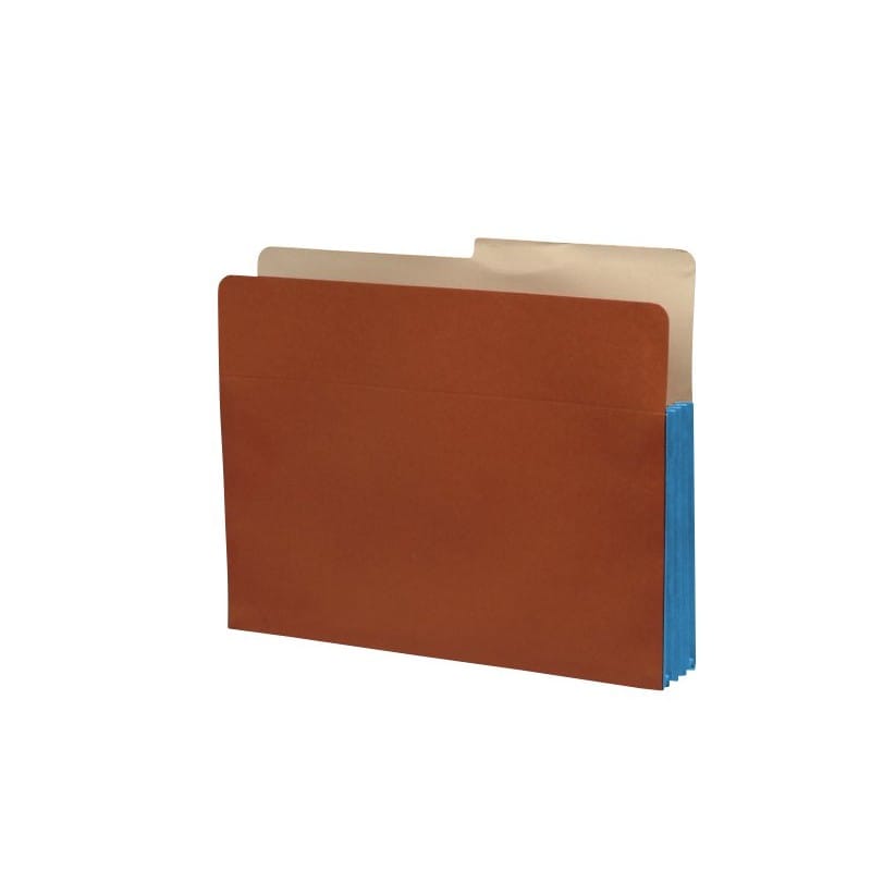 Economy 1/2 Cut TOP TAB Expansion Pockets, Cerulean Blue Tyvek Gussets, Letter Size, 5-1/4" Expansion (Carton of 100) - Image 2