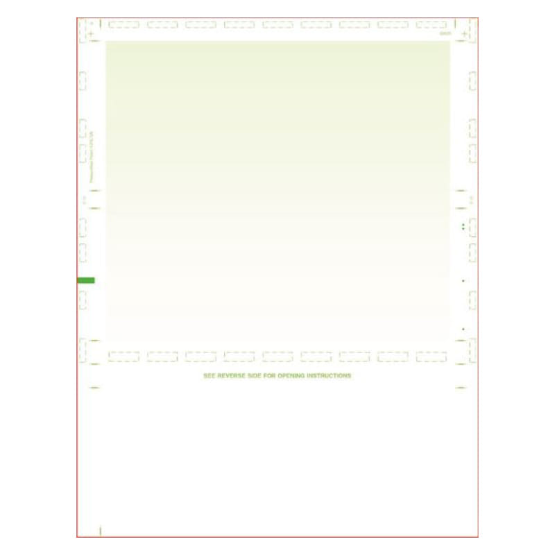 Green Blank Pressure Seal Form, with Blockout, Z Fold (Ream of 500)
