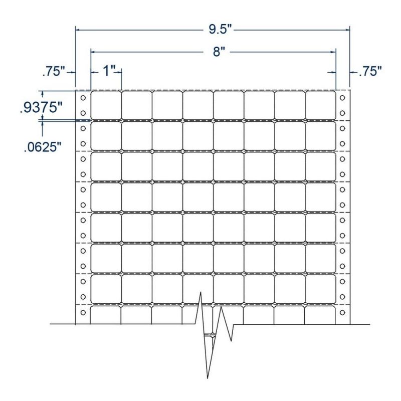 1" x 0.9375" Eight Across White pinfeed Price Marking Labels (50000 Labels Per Carton)