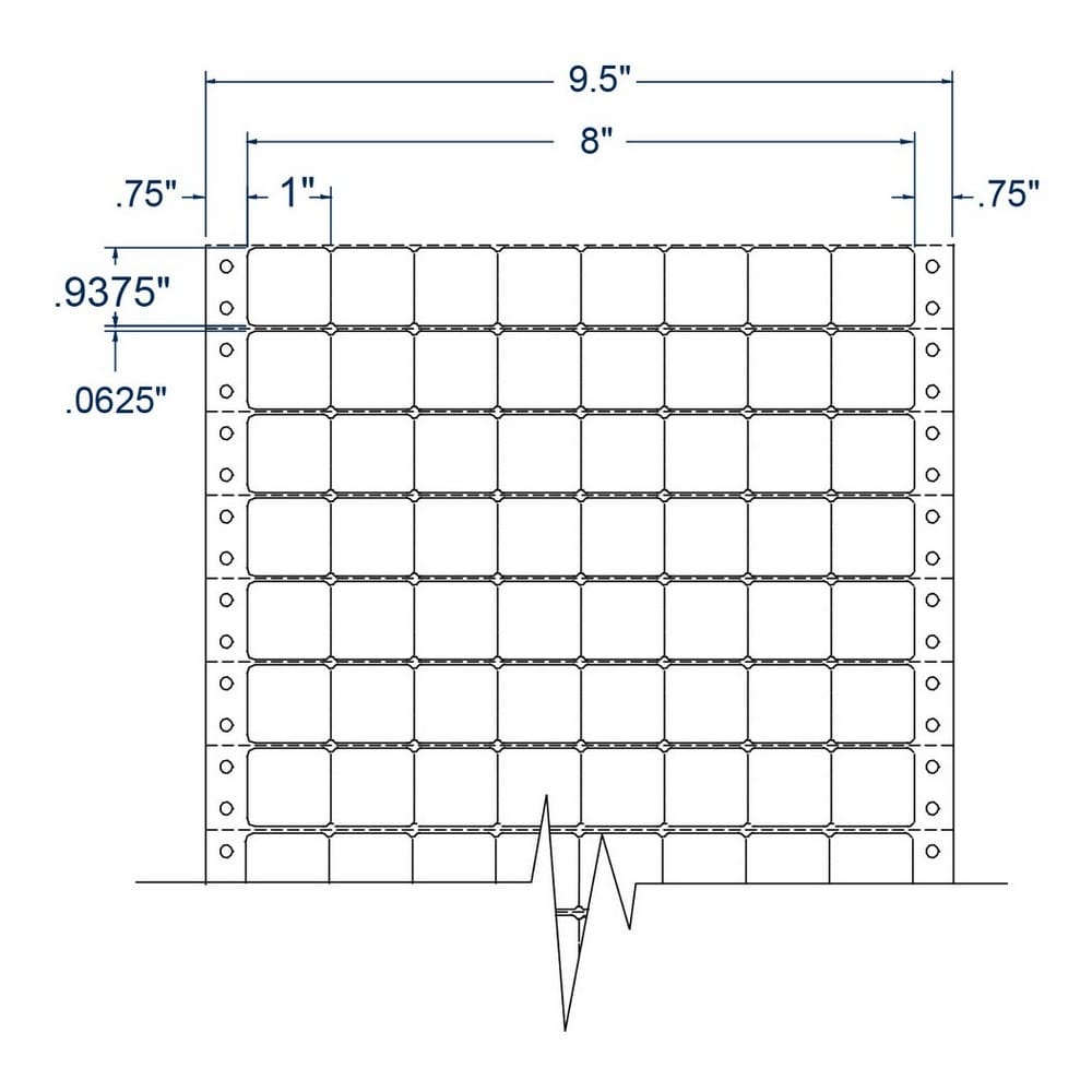 1" x 0.9375" Eight Across White pinfeed Price Marking Labels (50000 Labels Per Carton)