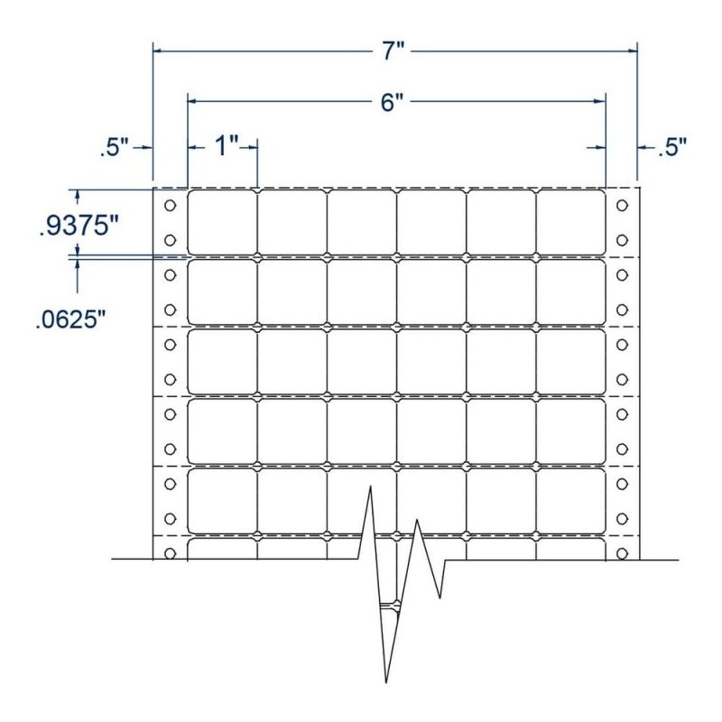 1" x 0.9375" Six Across White pinfeed Price Marking Labels (50000 Labels Per Carton)